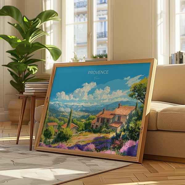 Provence Travel Poster Wall Art Landscape, Travel Print of Provence , Provence Art Lovers Gift,France Art Gift