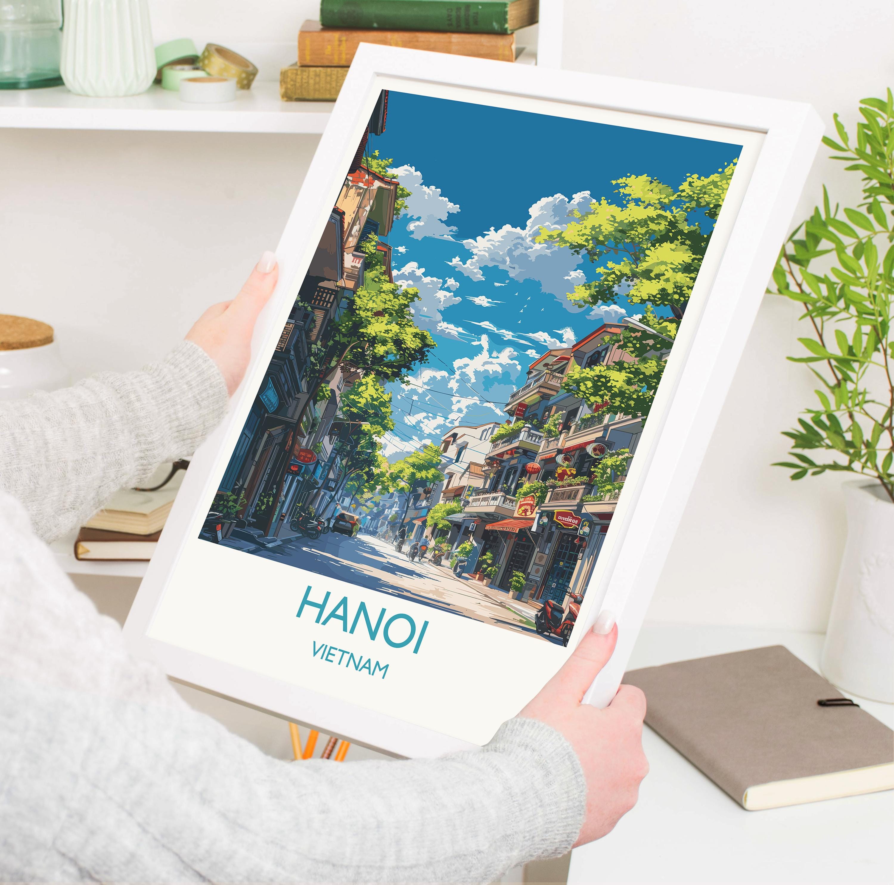 Hanoi Travel Print, Travel Poster of Hanoi,Vietnam, Asia, Hanoi Art Lovers Gift, Vietnam Gift, Wall Art Print NQ Media Designs