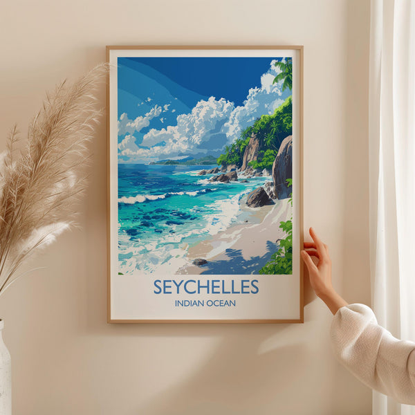 Seychelles Travel Print Wall Art, Travel Poster of Seychelles, Indian Ocean, Seychelles Art Lovers Gift
