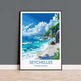 Seychelles Travel Print Wall Art, Travel Poster of Seychelles, Indian Ocean, Seychelles Art Lovers Gift NQ Media Designs