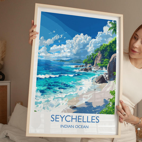 Seychelles Travel Print Wall Art, Travel Poster of Seychelles, Indian Ocean, Seychelles Art Lovers Gift