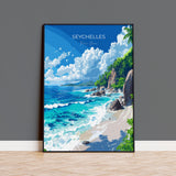 Seychelles Travel Poster Wall Art, Travel Print of Seychelles, Indian Ocean, Seychelles Islands Art Lovers Gift NQ Media Designs
