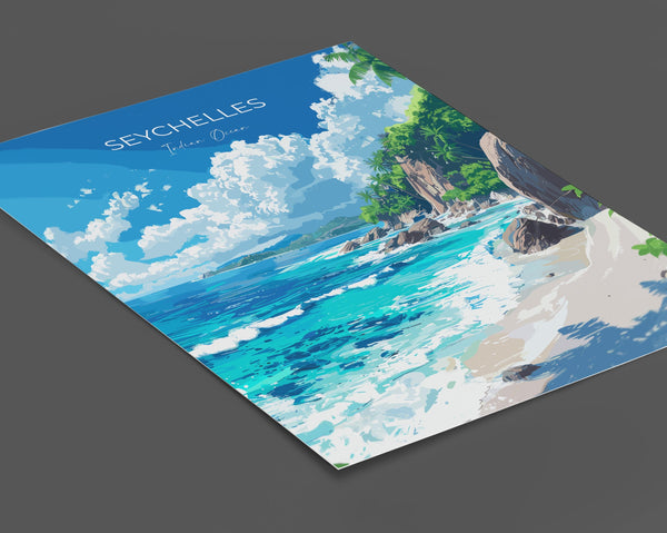 Seychelles Travel Poster Wall Art, Travel Print of Seychelles, Indian Ocean, Seychelles Islands Art Lovers Gift