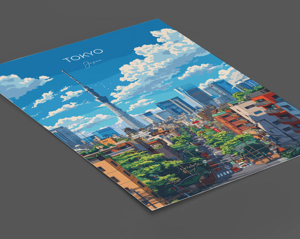 Tokyo Travel Poster, Travel Print of Tokyo, Japan, Asia, Tokyo Art Lovers Gift, Japan Gift, Wall Art Print