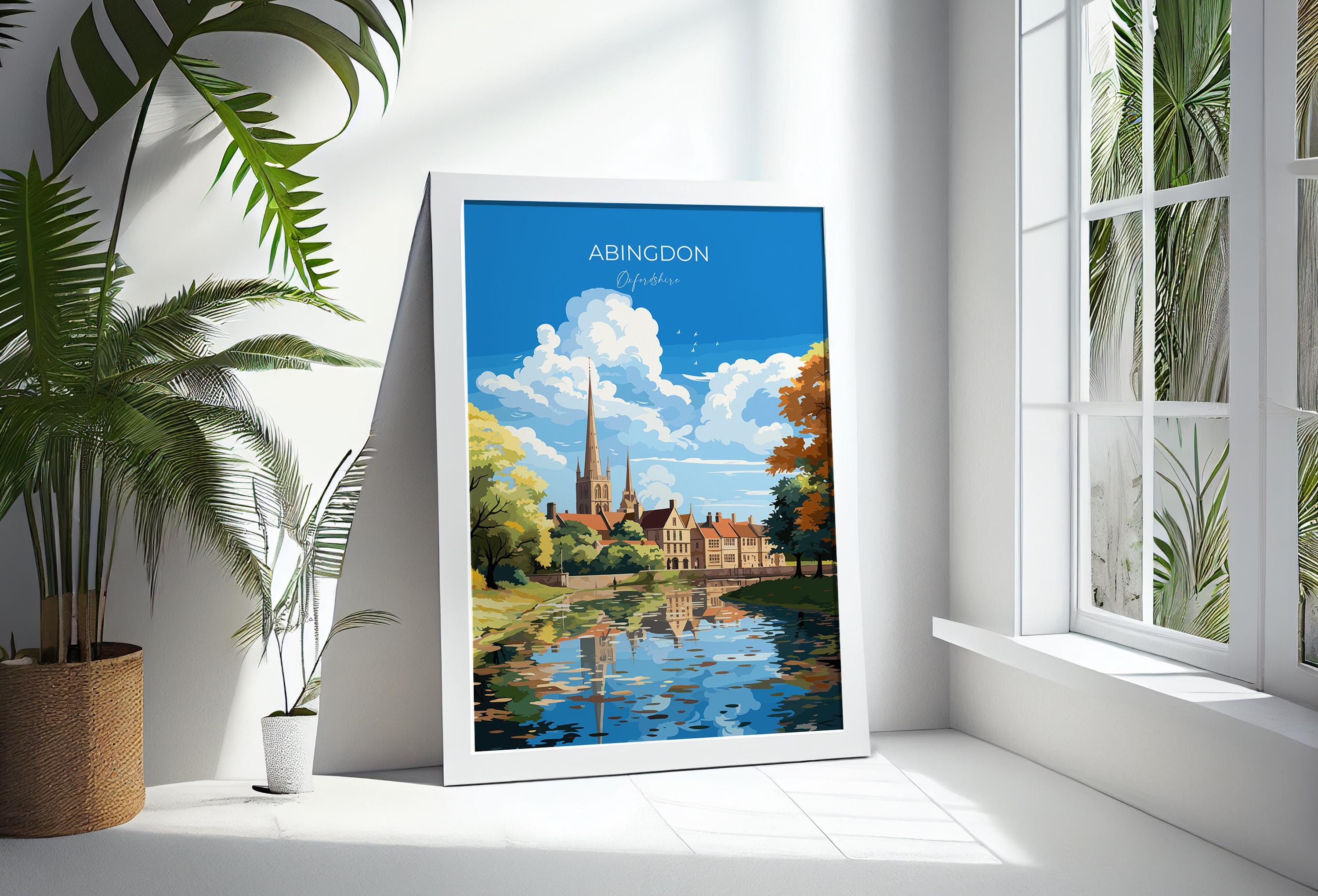Abingdon Poster, Travel Print of Abingdon,Abingdon Art Lovers Gift,Oxfordshire, English Countryside Wall Art Print NQ Media Designs