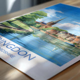 Abingdon Print, Travel Poster of Abingdon,Abingdon Art Lovers Gift,Oxfordshire, English Countryside Wall Art Print NQ Media Designs