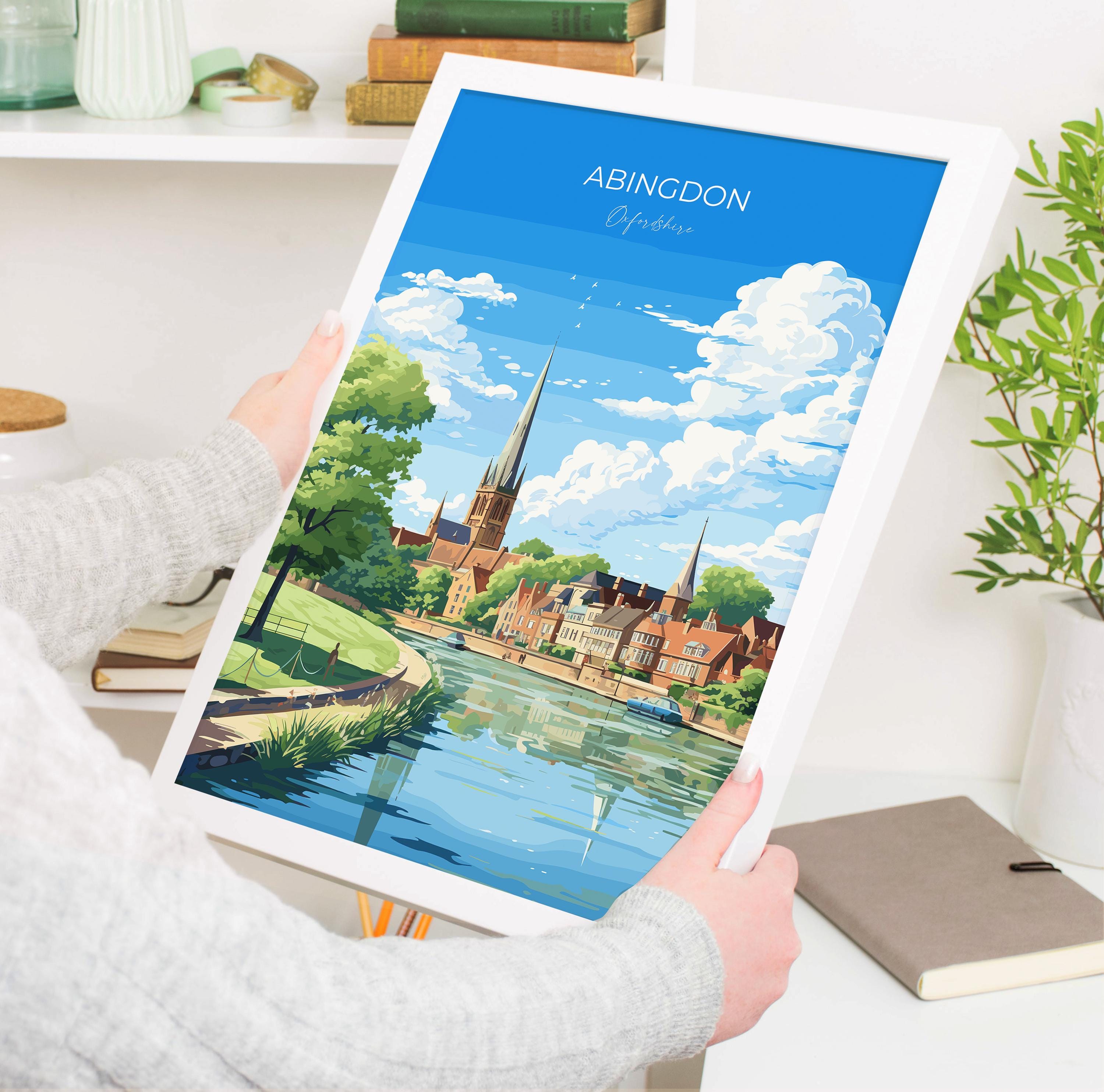 Abingdon Poster, Travel Print of Abingdon,Abingdon Art Lovers Gift,Oxfordshire, English Countryside Wall Art Print NQ Media Designs