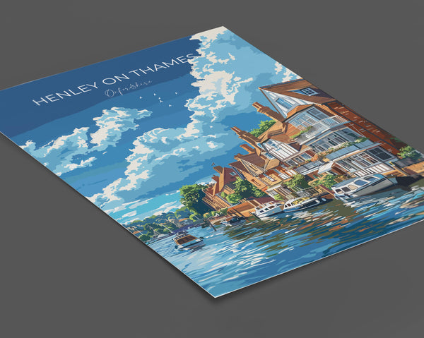 Henley on Thames Poster, Travel Print of Henley,Henley on Thames Art Lovers Gift,Oxfordshire, English Countryside Wall Art Print