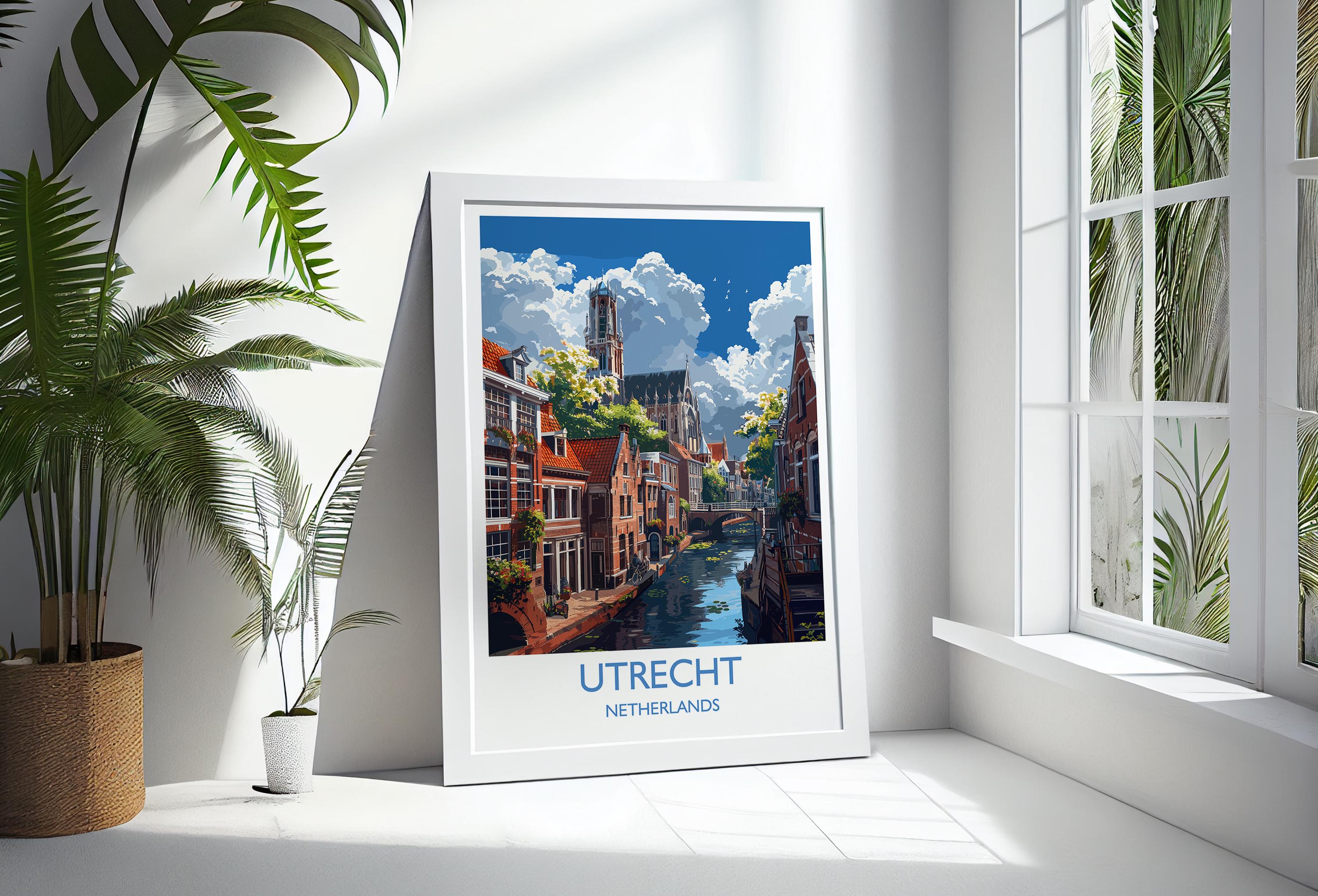 Utrecht Travel Poster, Travel Print of Utrecht, Netherlands, Dutch Art Lovers Gift, Wall Art Print NQ Media Designs