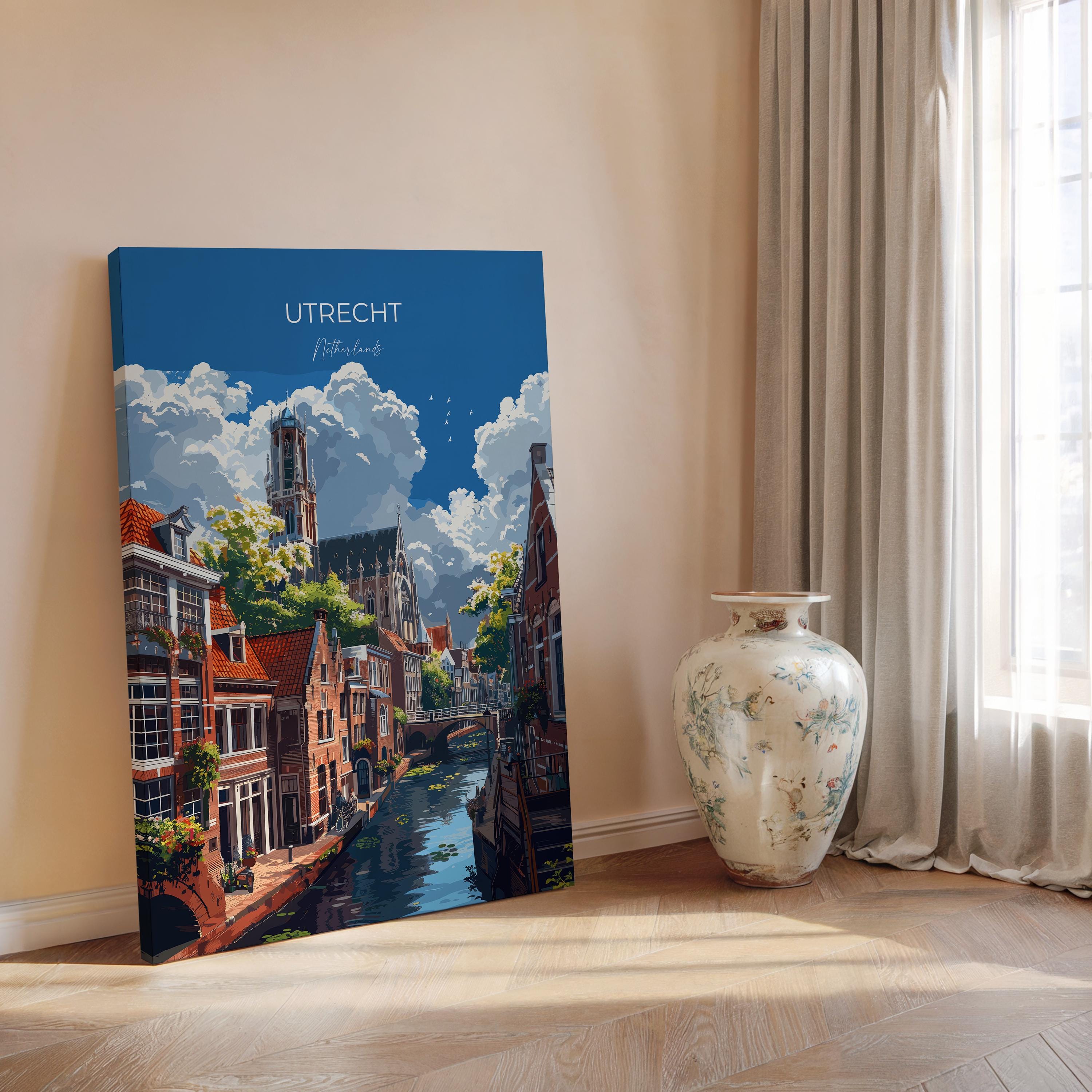 Utrecht Travel Print, Travel Poster of Utrecht, Netherlands, Dutch Art Lovers Gift, Wall Art Print NQ Media Designs