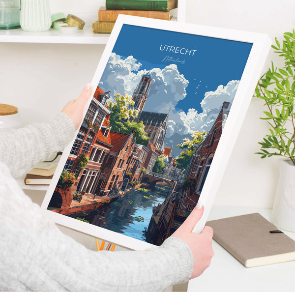 Utrecht Travel Print, Travel Poster of Utrecht, Netherlands, Dutch Art Lovers Gift, Wall Art Print