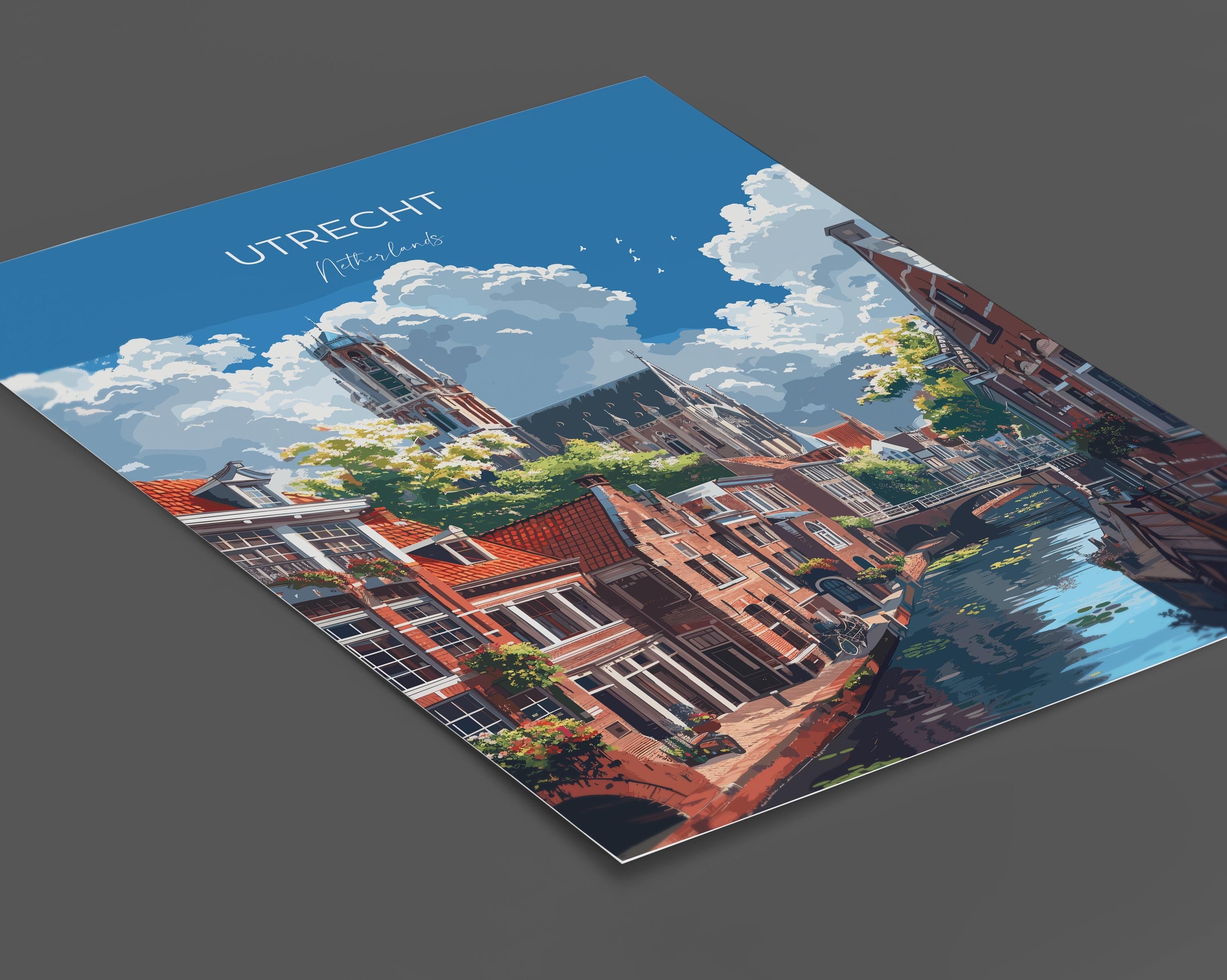 Utrecht Travel Print, Travel Poster of Utrecht, Netherlands, Dutch Art Lovers Gift, Wall Art Print NQ Media Designs