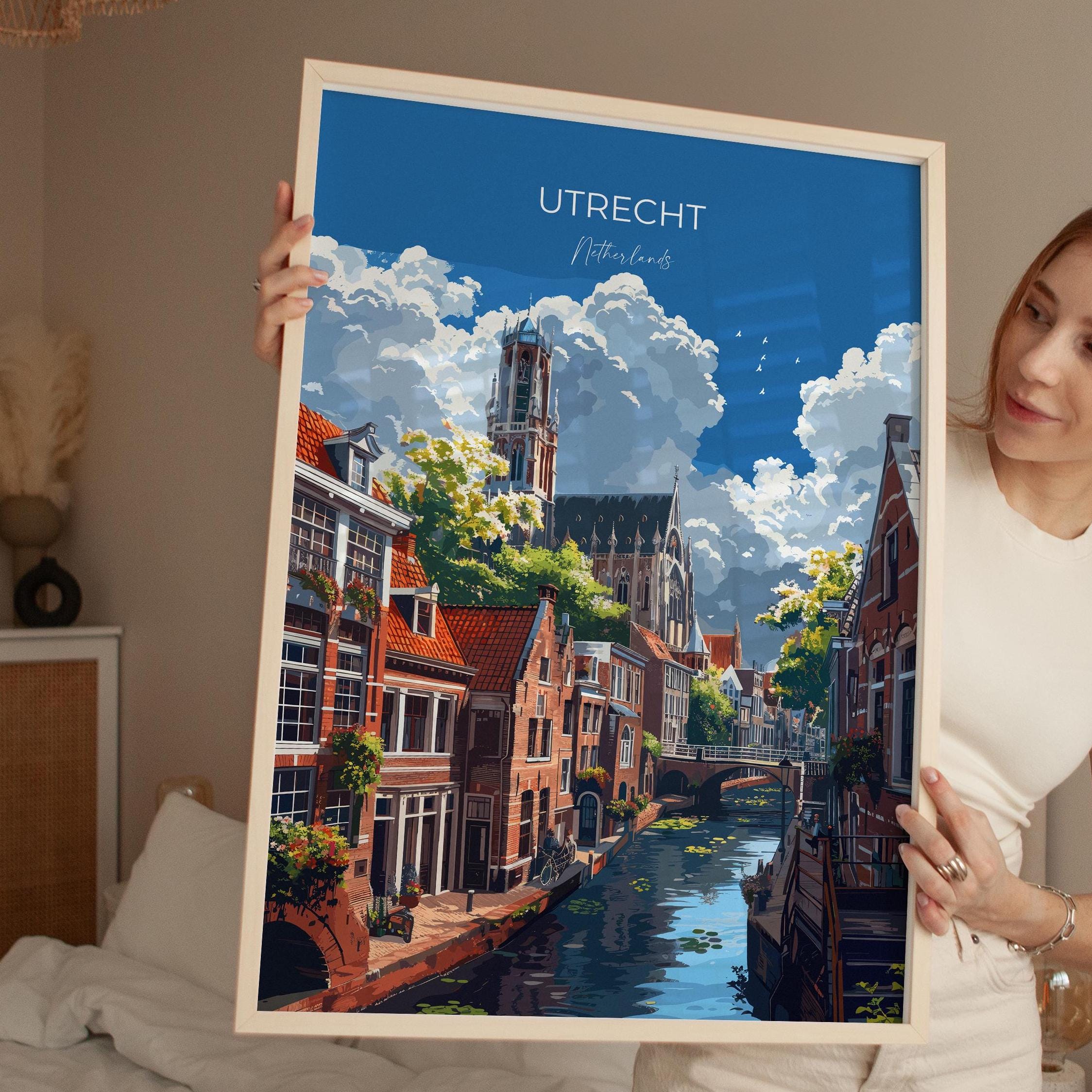 Utrecht Travel Print, Travel Poster of Utrecht, Netherlands, Dutch Art Lovers Gift, Wall Art Print NQ Media Designs