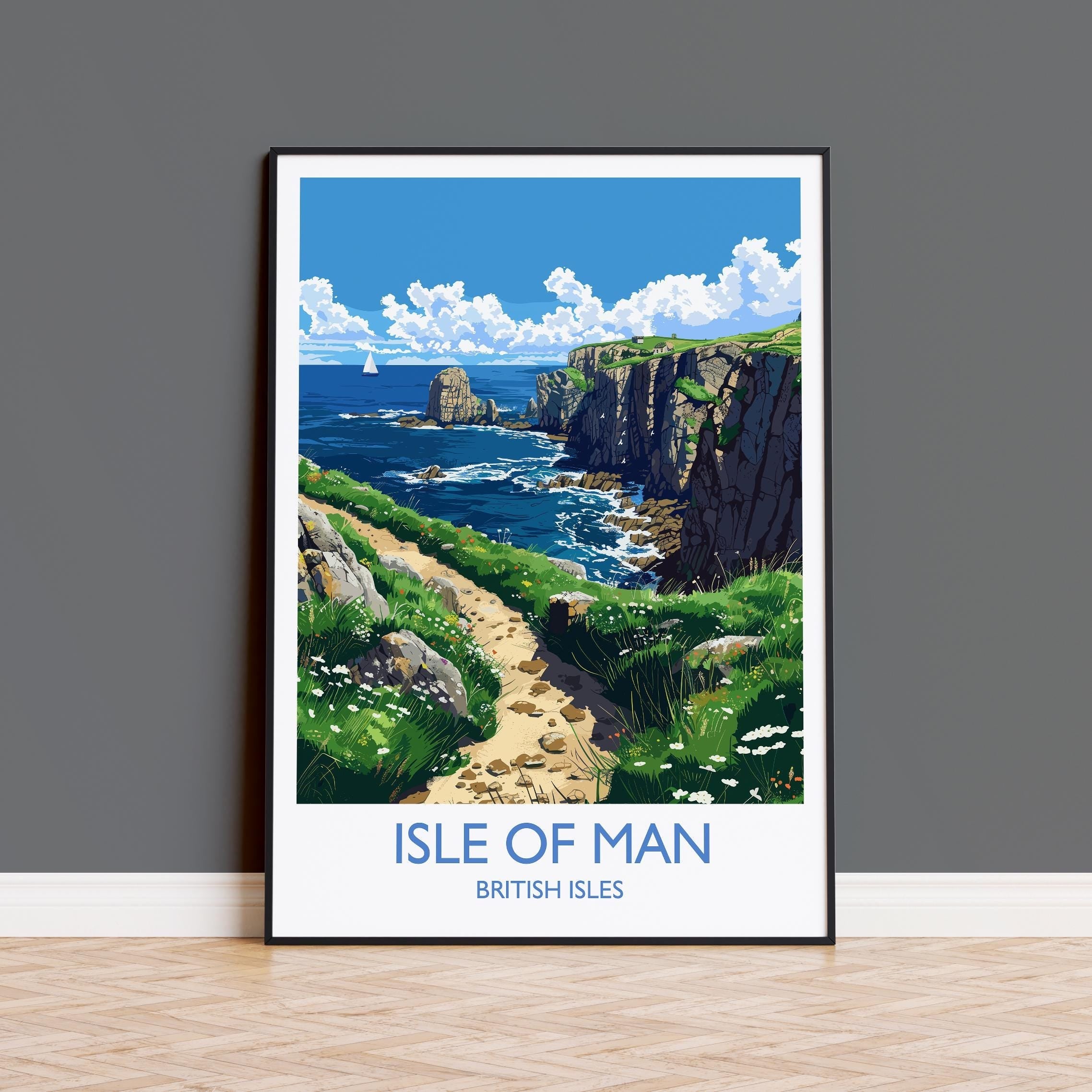Isle of Man Print, Travel Poster of Isle of Man,Isle of Man Art Lovers Gift,British Isles Coast Wall Art Print NQ Media Designs