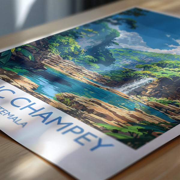Semuc Champey Travel Print, Travel Poster of Semuc Champey, Central America Poster, Guatemala Wall Art Lovers Gift