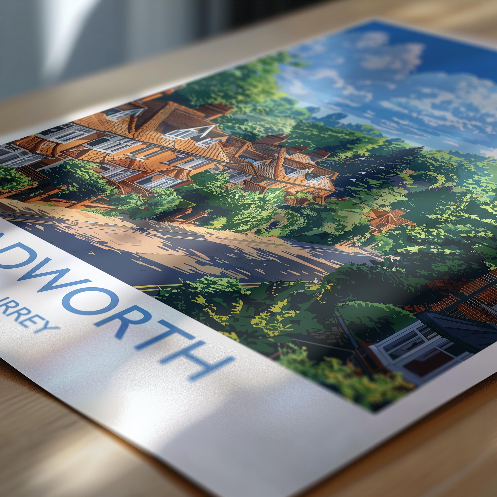 Tadworth Travel Print, Travel Poster of Tadworth, Surrey Poster, Tadworth Art Gift, London Art Lovers UK Travel Gift NQ Media Designs