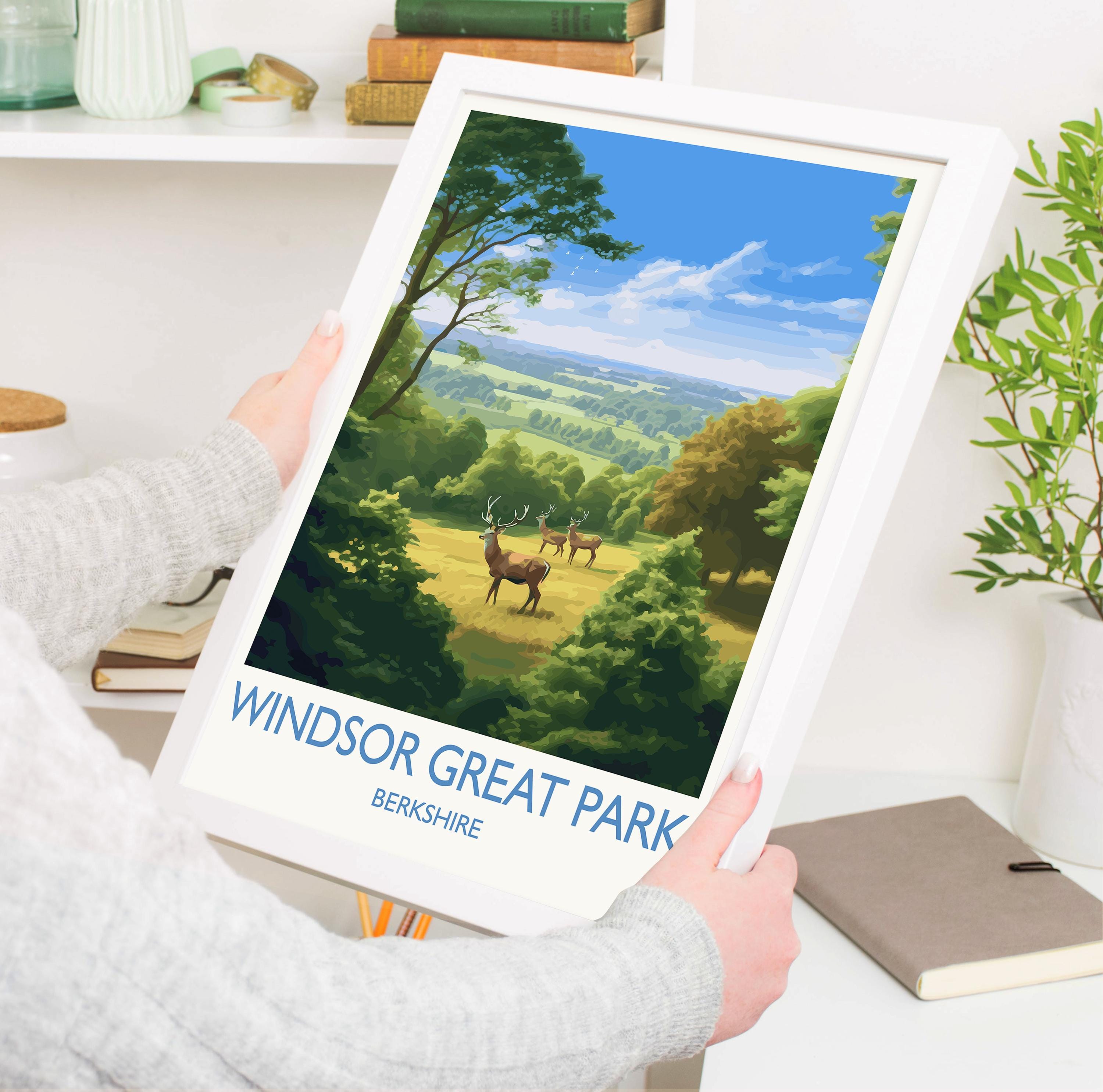 Windsor Great Park Travel Print, Travel Poster of Windsor Great Park , Berkshire, England, Windsor Gift, Wall Art Print NQ Media Designs
