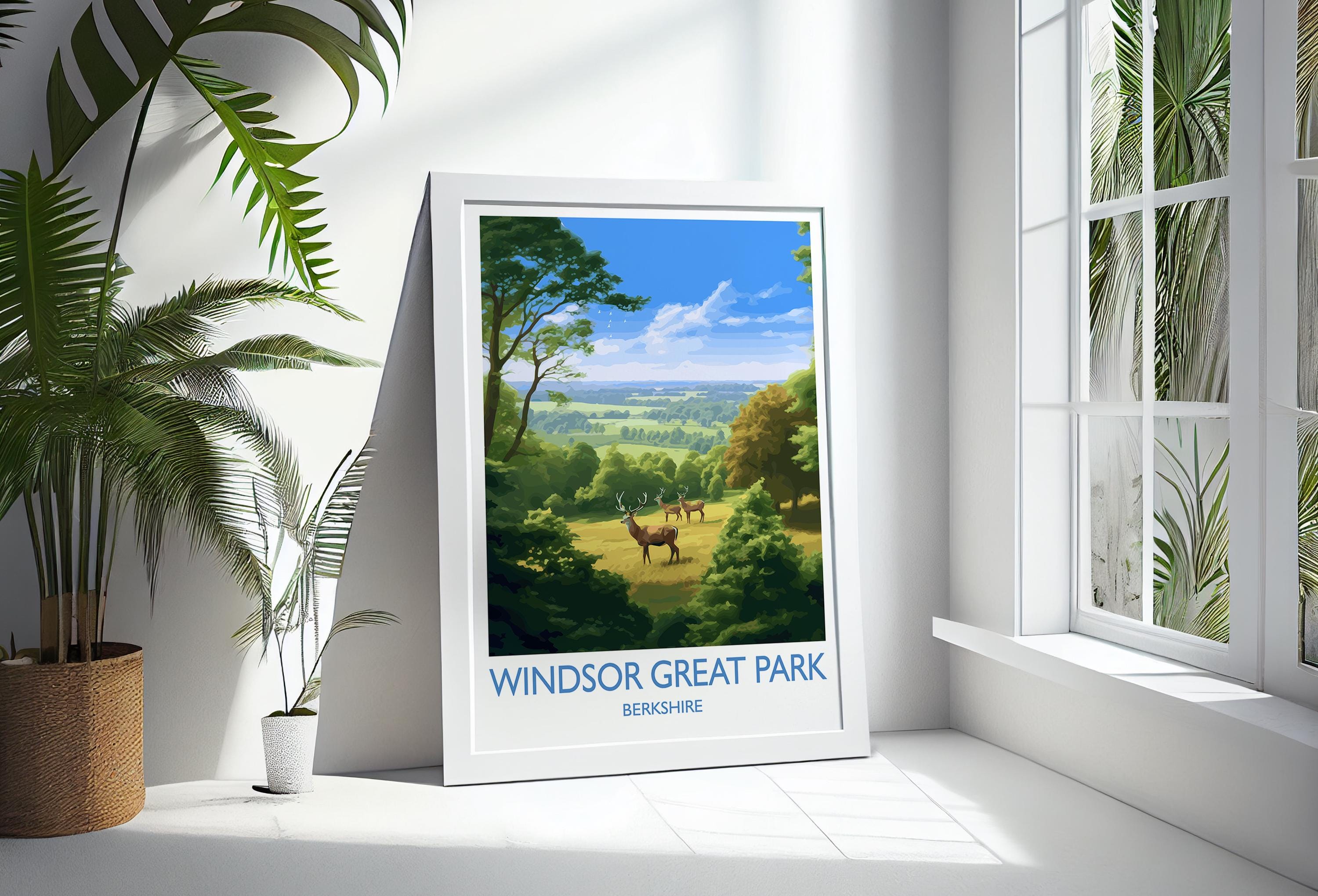 Windsor Great Park Travel Print, Travel Poster of Windsor Great Park , Berkshire, England, Windsor Gift, Wall Art Print NQ Media Designs
