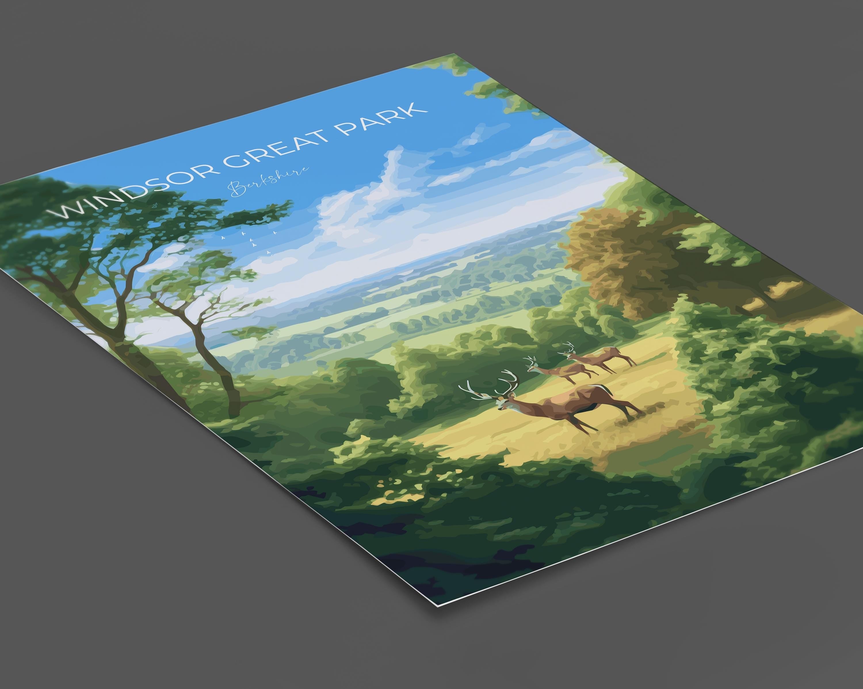 Windsor Great Park Travel Poster, Travel Print of Windsor Great Park , Berkshire, England, Windsor Gift, Wall Art Print NQ Media Designs