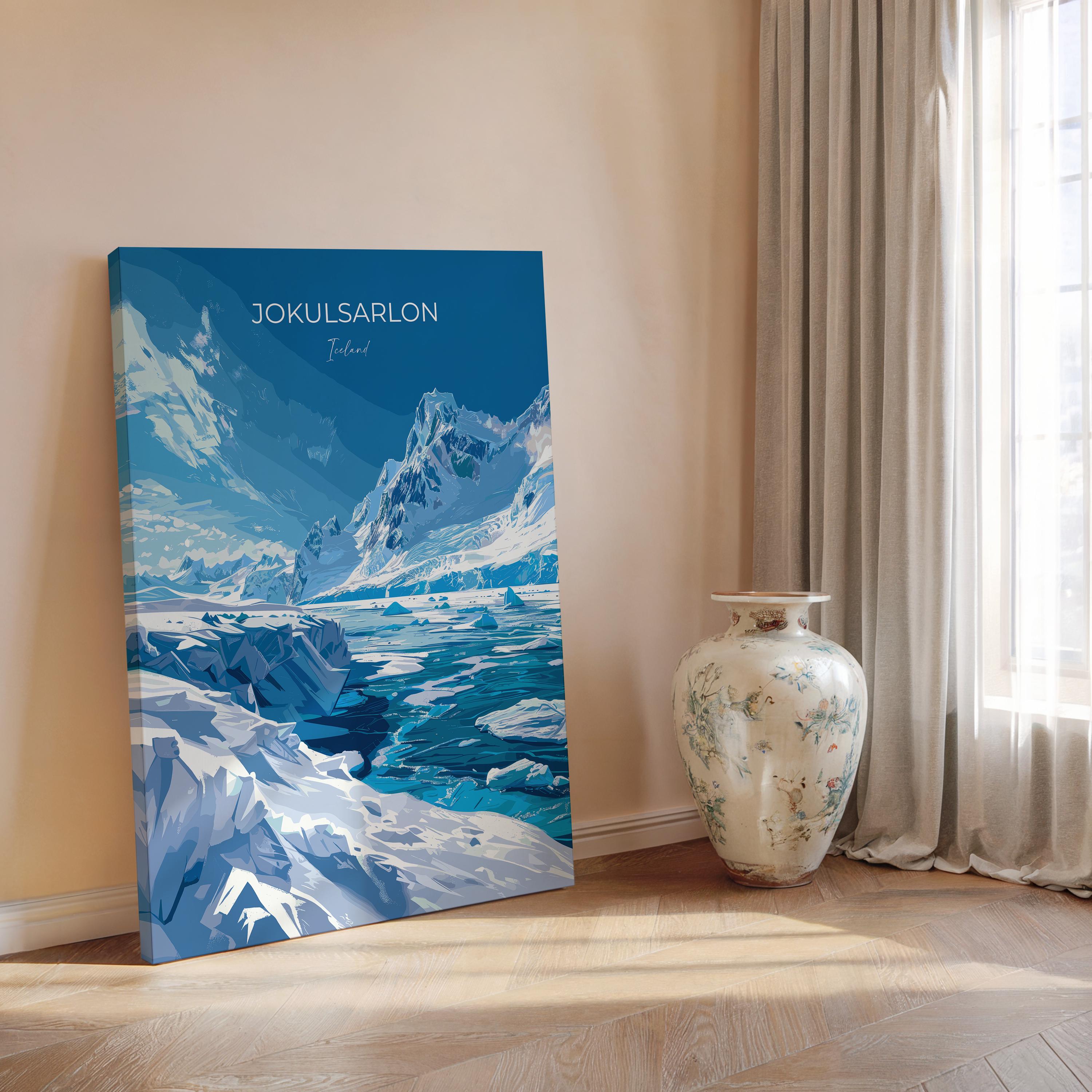 Jokulsarlon Print Wall Art, Jokulsarlon Travel Poster, Iceland Wall Art, Jokulsarlon Art Lovers Gift, Iceland Gift NQ Media Designs