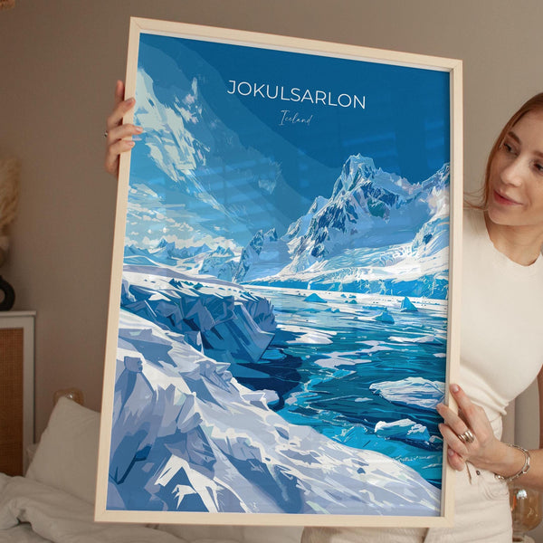 Jokulsarlon Print Wall Art, Jokulsarlon Travel Poster, Iceland Wall Art, Jokulsarlon Art Lovers Gift, Iceland Gift