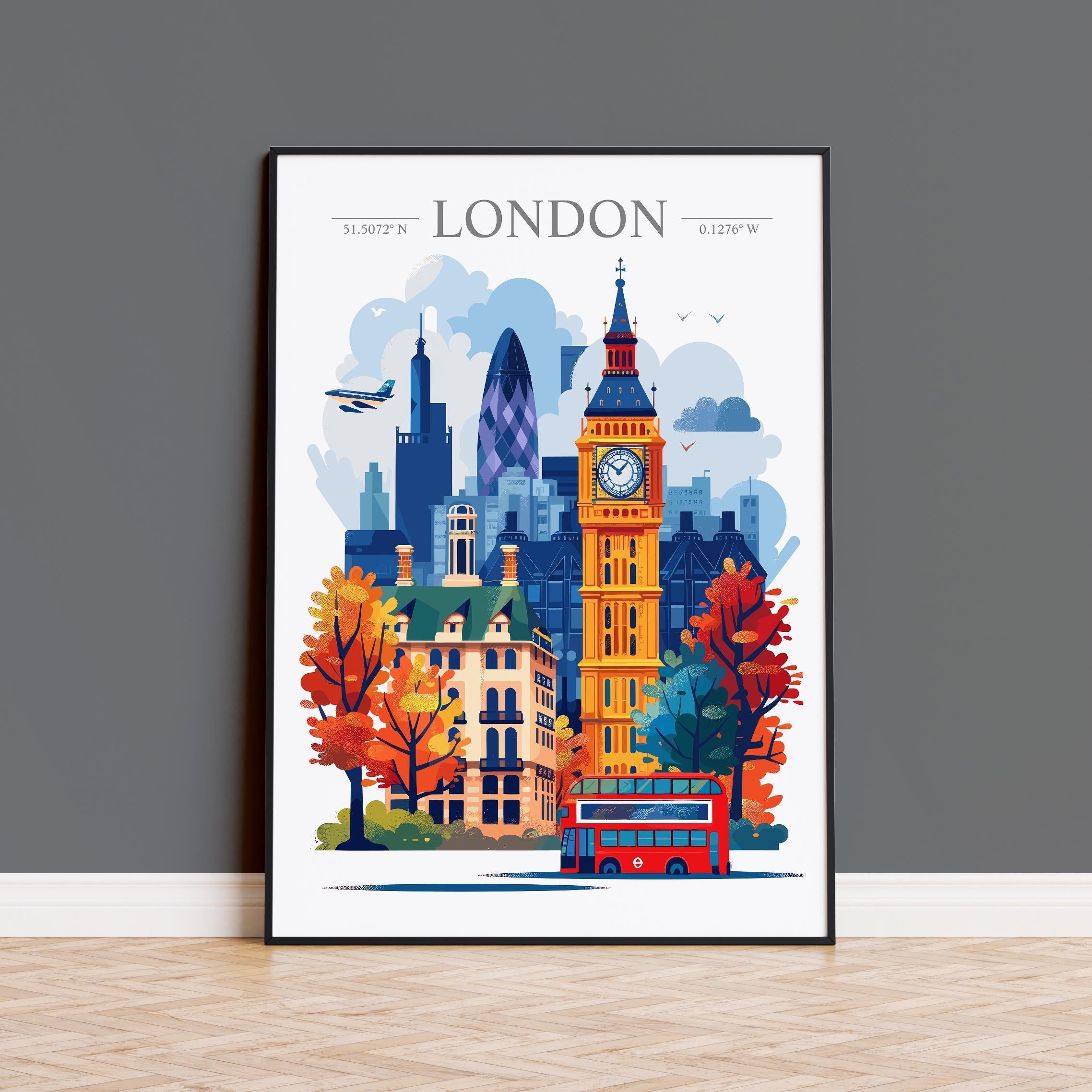 London Skyline Travel Print Wall Art, London Skyline Travel Poster, London City, England City Art, UK Art Gift, London Lovers Gift NQ Media Designs