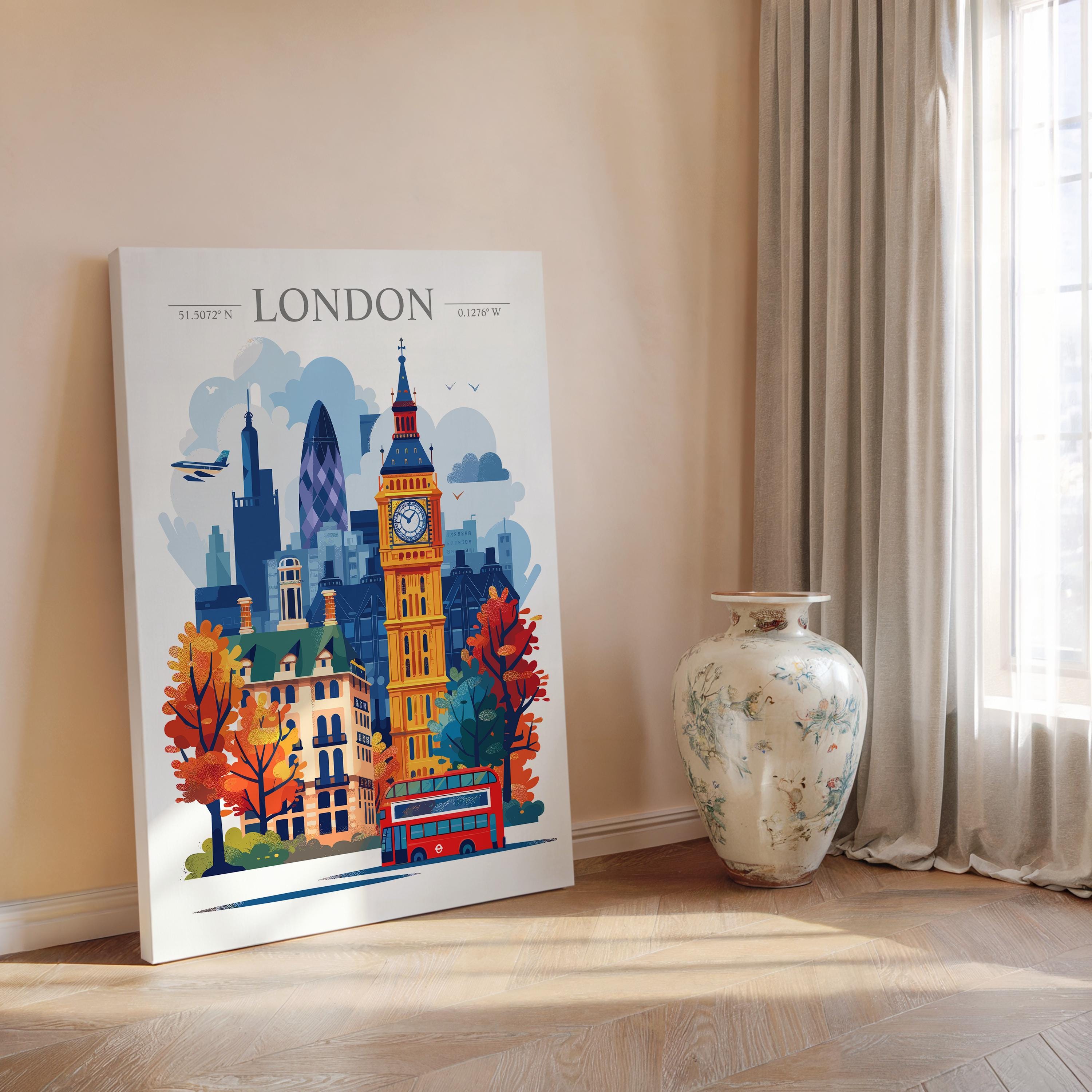 London Skyline Travel Print Wall Art, London Skyline Travel Poster, London City, England City Art, UK Art Gift, London Lovers Gift NQ Media Designs