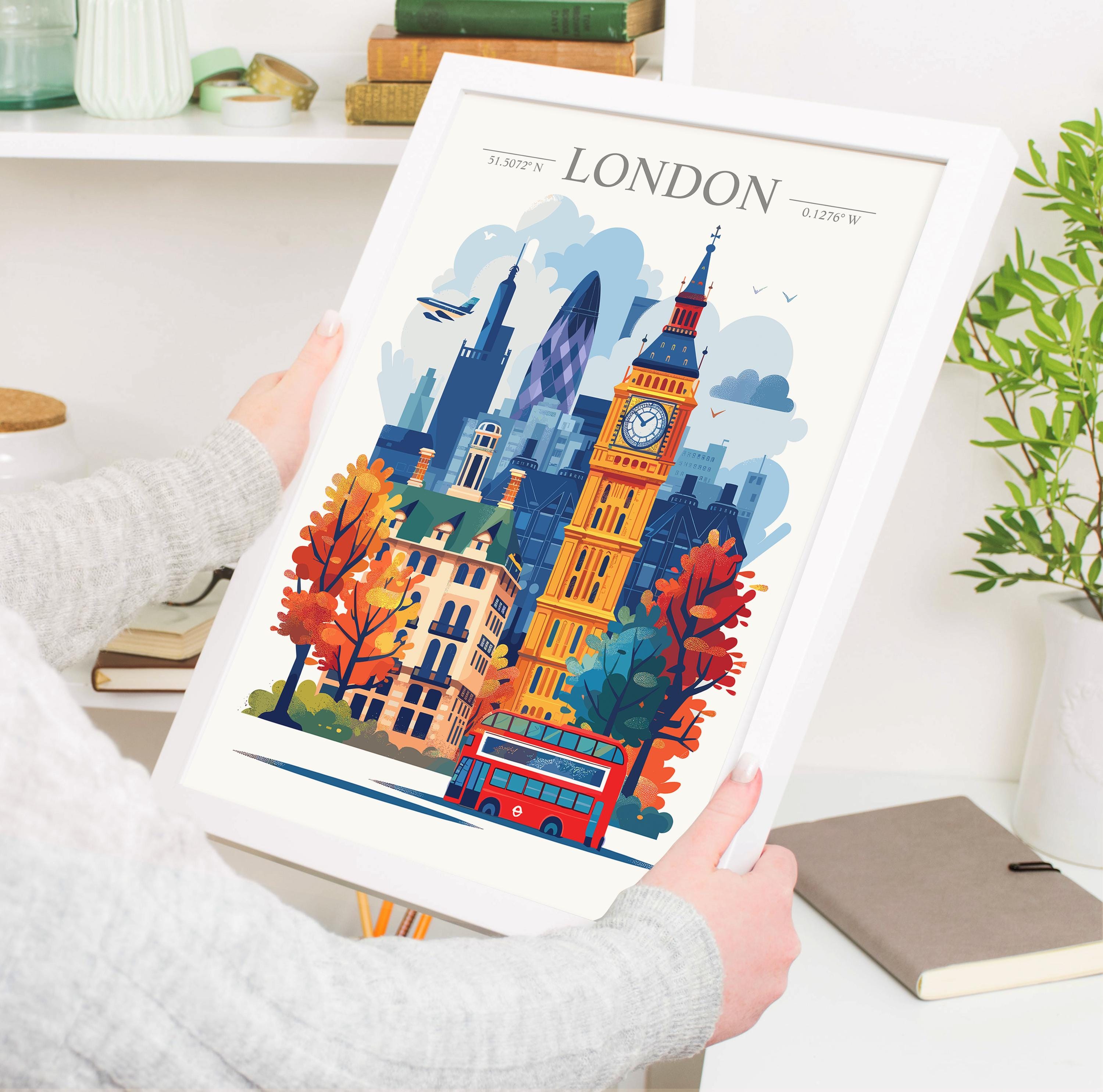 London Skyline Travel Print Wall Art, London Skyline Travel Poster, London City, England City Art, UK Art Gift, London Lovers Gift NQ Media Designs