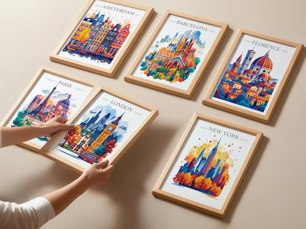 Barcelona Skyline Travel Print Wall Art, Barcelona Skyline Travel Poster, Barcelona City, Spain City Art,Barcelona Art Lovers Gift