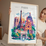 Paris Skyline Travel Print Wall Art, Paris Skyline Travel Poster, Paris City, France City Art, France Art Gift, Paris Art Lovers Gift NQ Media Designs
