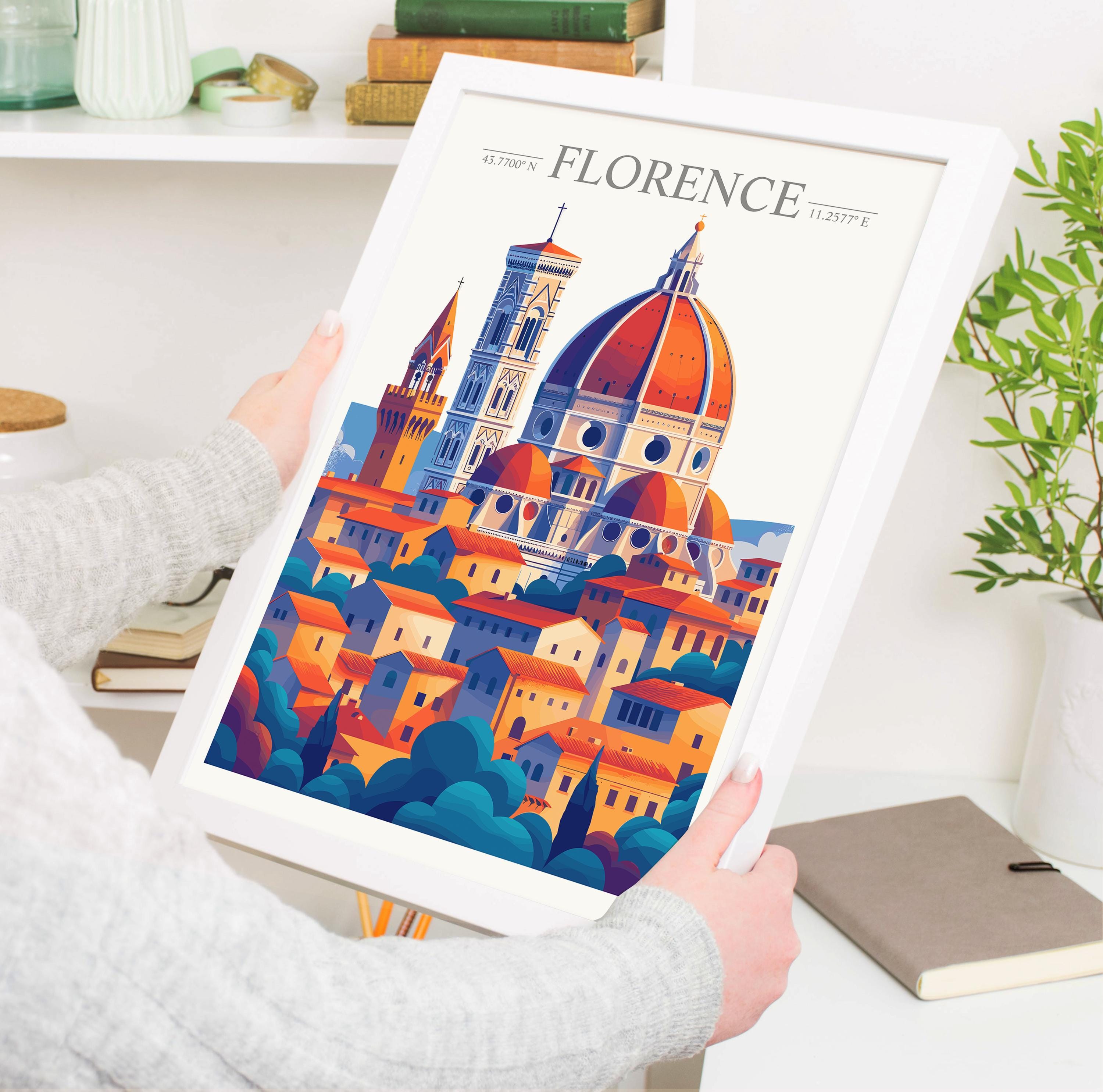 Florence Skyline Travel Print Wall Art, Florence Skyline Travel Poster, Florence City, Italy City Art Gift, Florence Art Lovers Gift NQ Media Designs