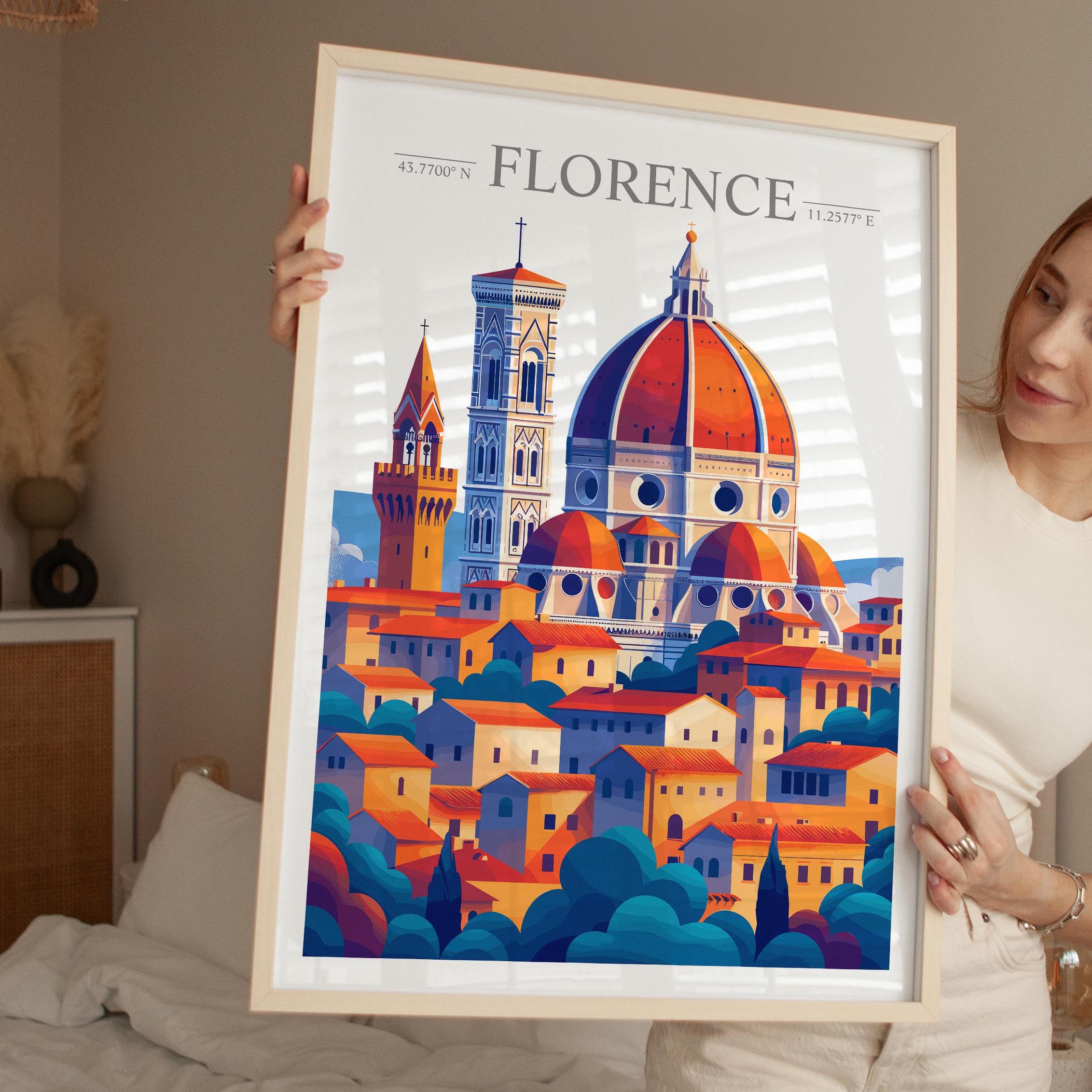 Florence Skyline Travel Print Wall Art, Florence Skyline Travel Poster, Florence City, Italy City Art Gift, Florence Art Lovers Gift NQ Media Designs