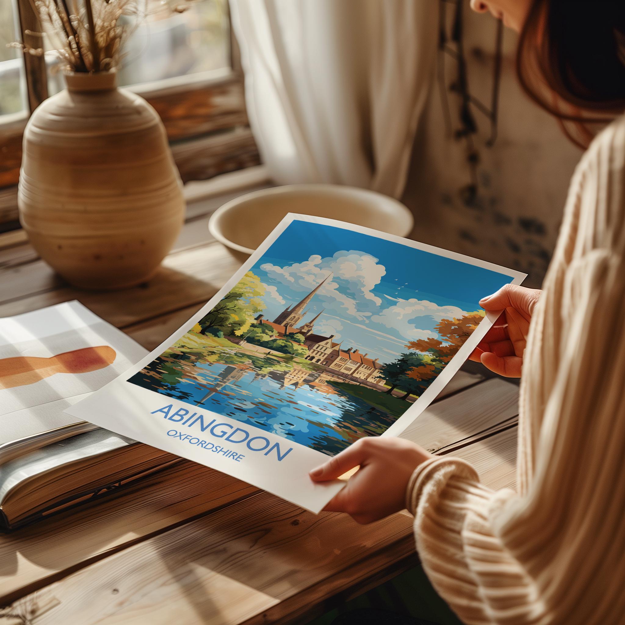 Abingdon Print, Travel Poster of Abingdon,Abingdon Art Lovers Gift,Oxfordshire, English Countryside Wall Art Print NQ Media Designs