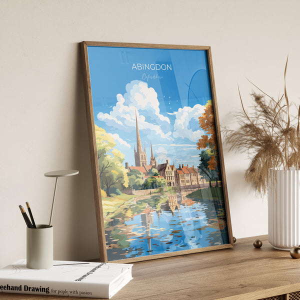 Abingdon Poster, Travel Print of Abingdon,Abingdon Art Lovers Gift,Oxfordshire, English Countryside Wall Art Print