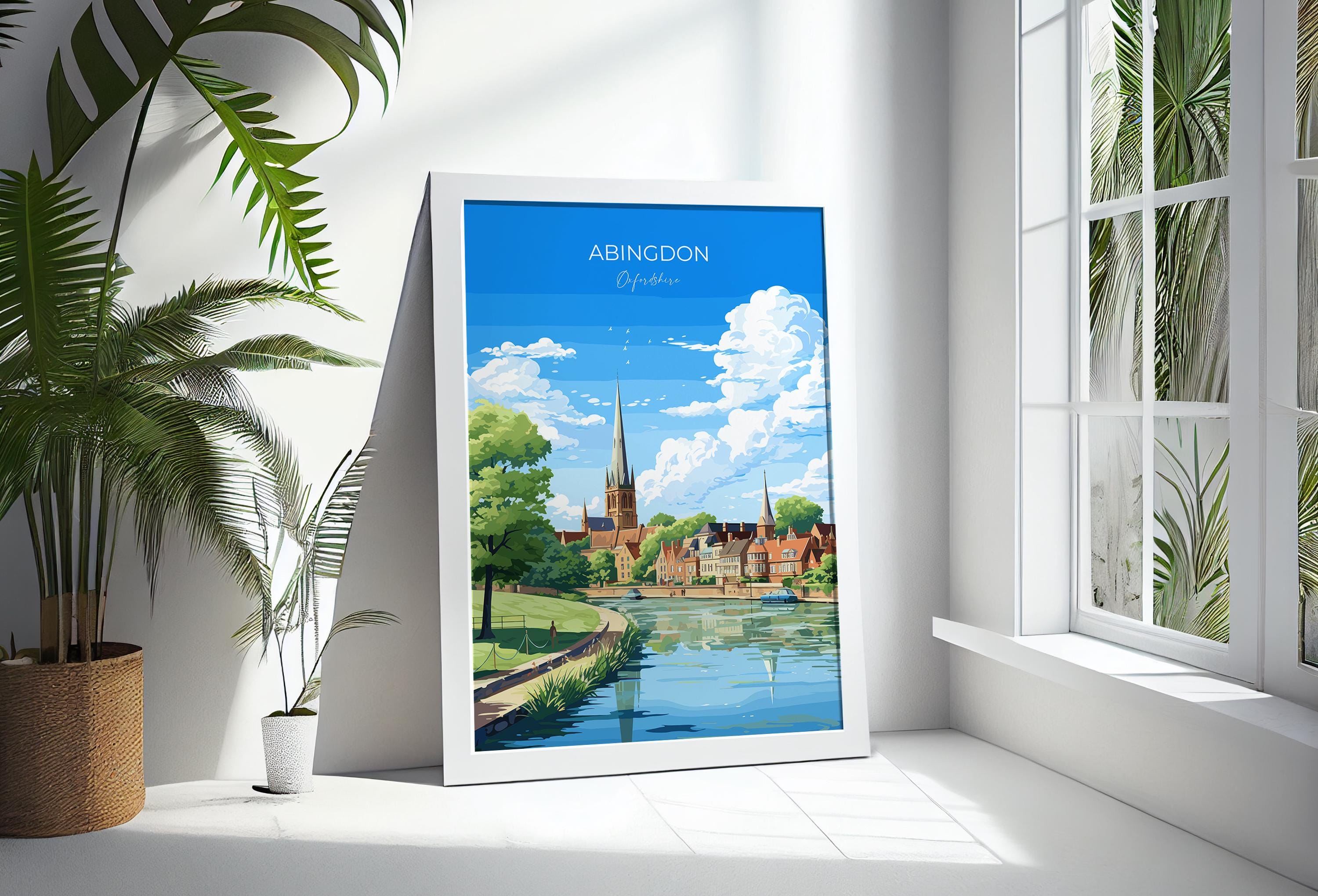 Abingdon Poster, Travel Print of Abingdon,Abingdon Art Lovers Gift,Oxfordshire, English Countryside Wall Art Print NQ Media Designs