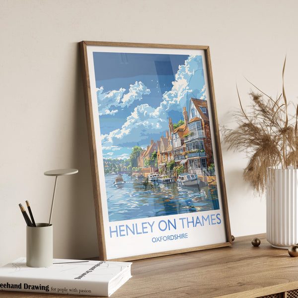 Henley on Thames Print, Travel Poster of Henley,Henley on Thames Art Lovers Gift,Oxfordshire, English Countryside Wall Art Print