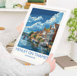 Henley on Thames Print, Travel Poster of Henley,Henley on Thames Art Lovers Gift,Oxfordshire, English Countryside Wall Art Print NQ Media Designs
