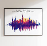 New York Skyline Travel Poster Wall Art Landscape, Travel Print of New York, New York Art Lovers Gift,USA Art Gift NQ Media Designs
