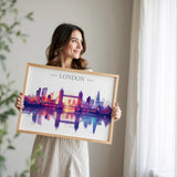 London Skyline Travel Poster Wall Art Landscape, Travel Print of London, London Art Lovers Gift,UK Art Gift NQ Media Designs