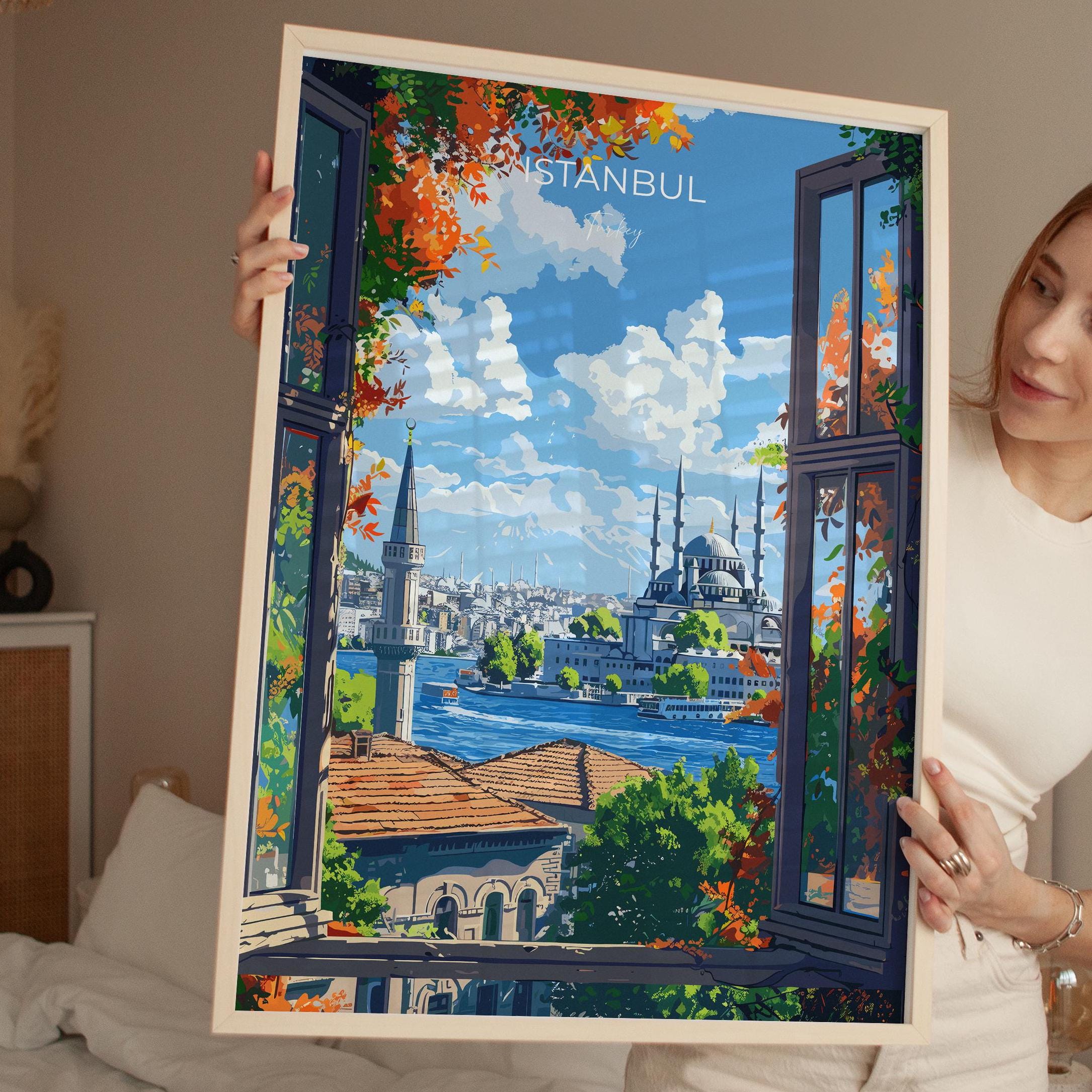 Istanbul Travel Poster Wall Art, Travel Print of Istanbul, Turkey Wall Art, Istanbul Art Lovers Gift, Wall Art Print NQ Media Designs