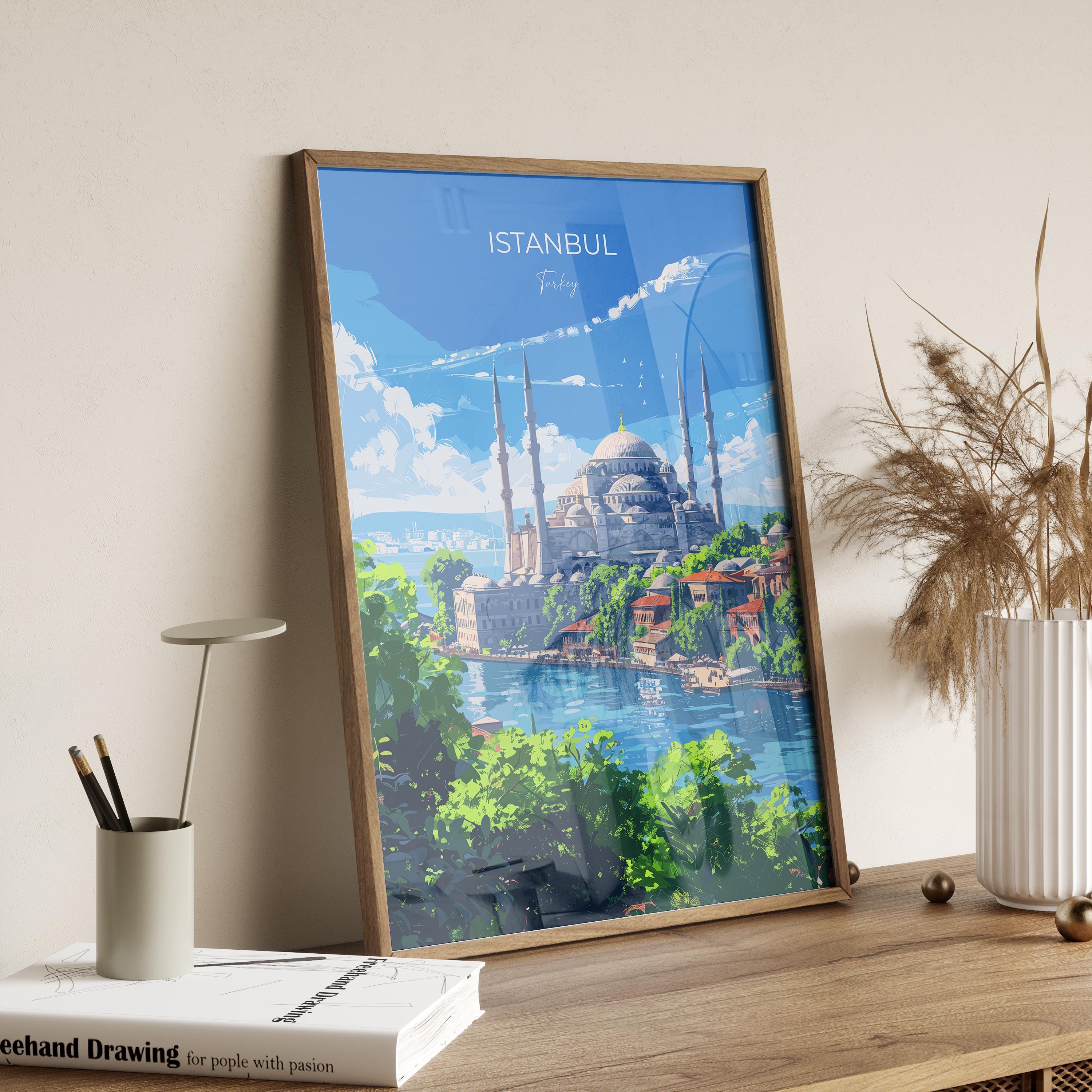 Istanbul Travel Poster Wall Art, Travel Print of Istanbul, Turkey Wall Art, Istanbul Art Lovers Gift, Wall Art Print NQ Media Designs