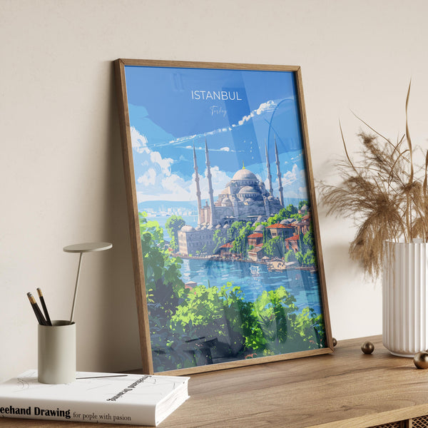 Istanbul Travel Poster Wall Art, Travel Print of Istanbul, Turkey Wall Art, Istanbul Art Lovers Gift, Wall Art Print