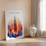 New York Christmas Skyline Travel Print Wall Art, New York Skyline Travel Poster, New York City, US City Art, New York Art Lovers Gift NQ Media Designs