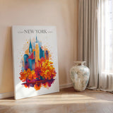 New York Skyline Travel Poster Wall Art, New York Skyline Travel Print, New York City, US City Art, New York Art Lovers Gift NQ Media Designs