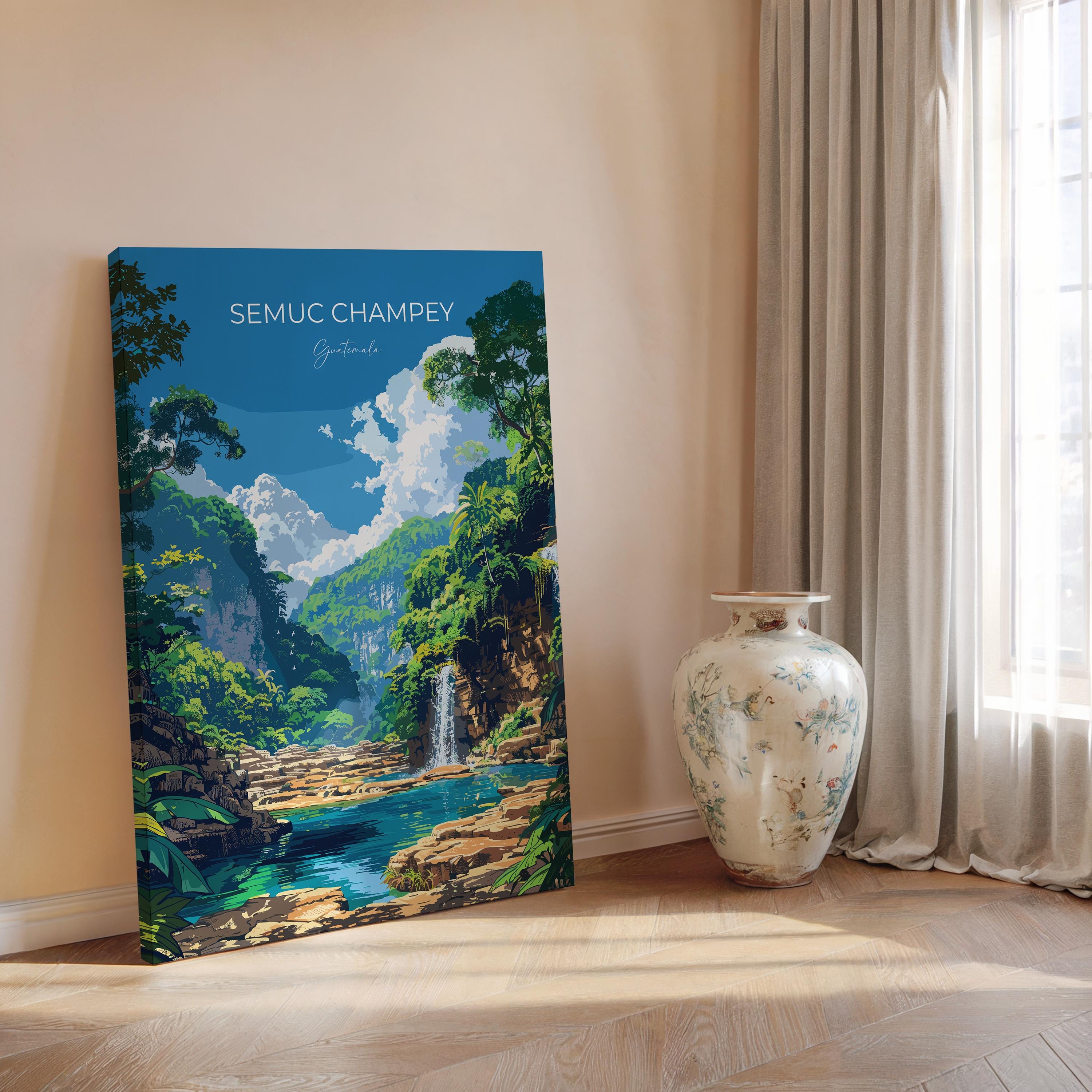 Semuc Champey Travel Poster, Travel Print of Semuc Champey, Central America Poster, Guatemala Wall Art Lovers Gift NQ Media Designs