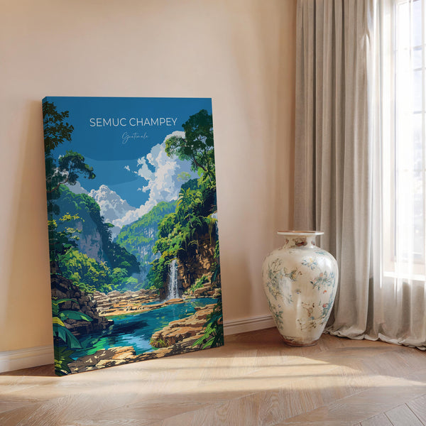 Semuc Champey Travel Poster, Travel Print of Semuc Champey, Central America Poster, Guatemala Wall Art Lovers Gift