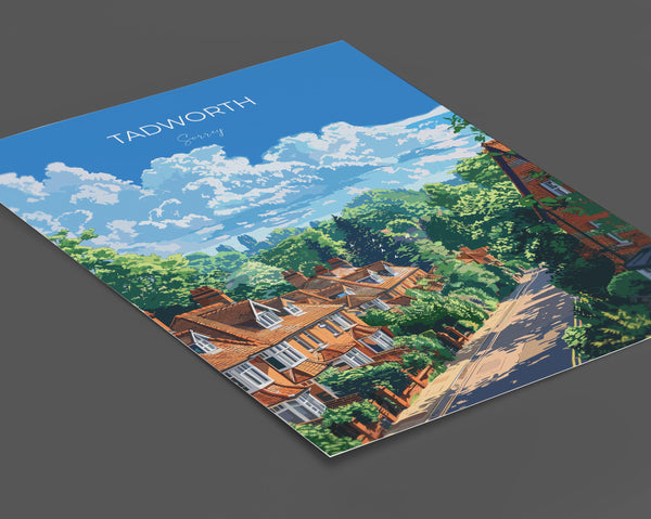 Tadworth Travel Poster, Travel Print of Tadworth, Surrey Poster, Tadworth Art Gift, London Art Lovers UK Travel Gift