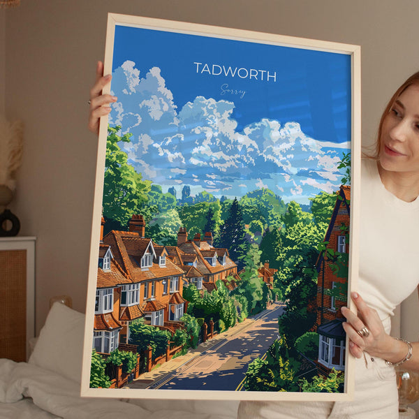 Tadworth Travel Poster, Travel Print of Tadworth, Surrey Poster, Tadworth Art Gift, London Art Lovers UK Travel Gift
