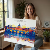Rome Travel Poster Skyline Wall Art Landscape, Travel Print of Rome, Rome Art Lovers Gift,Italy Horizontal Art Gift NQ Media Designs