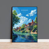 Sonning Travel Poster, Travel Print of Sonning, Berkshire, England, Windsor Gift, Wall Art Print NQ Media Designs